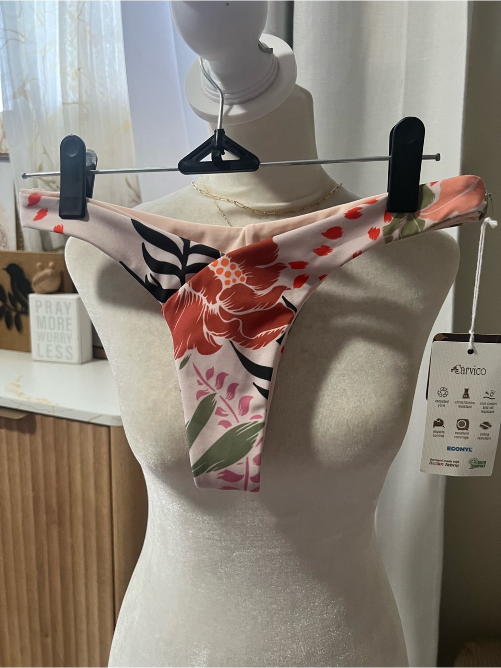 Eco-Friendly Floral Bikini Bottom - Pink/Coral